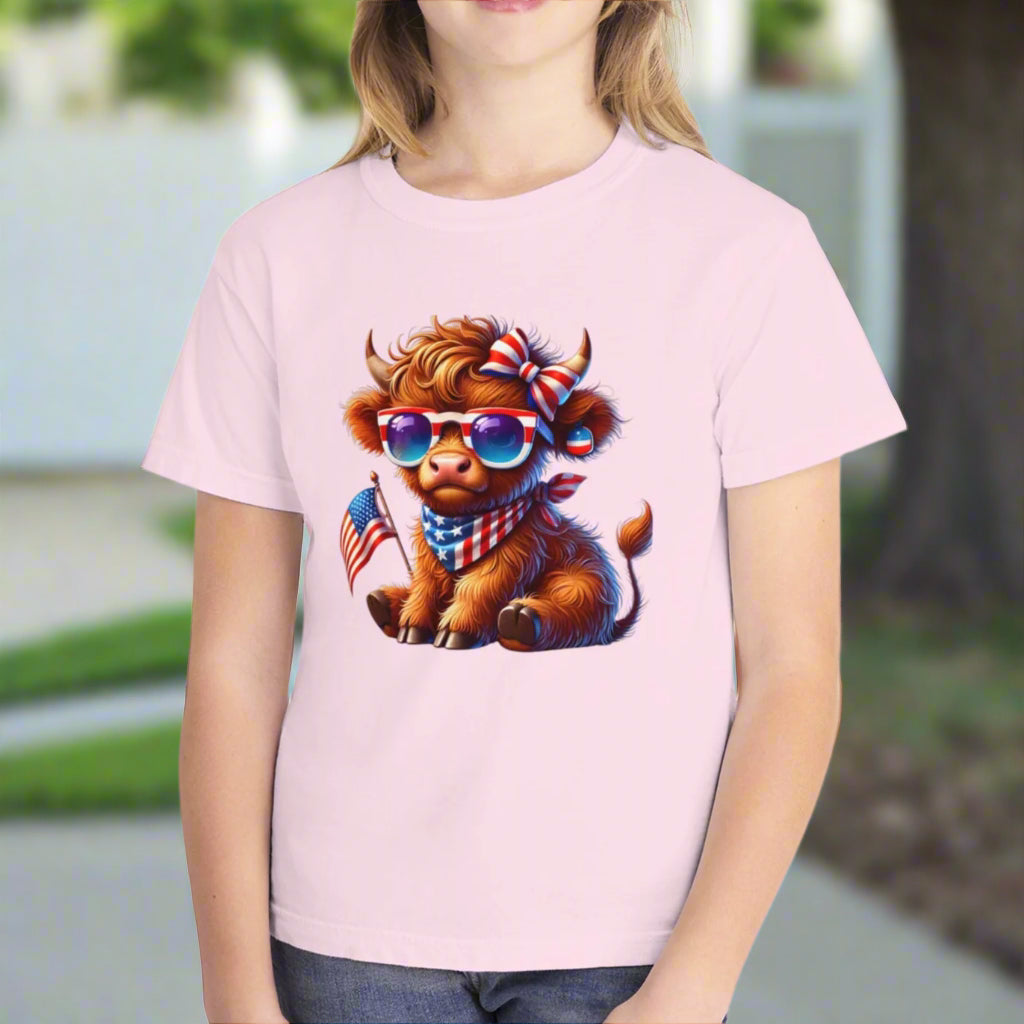 Patriotic Highland Cow Youth T-Shirt – Cute 4th of July Shirt - Kim’s Signature Beauty & Accessories    