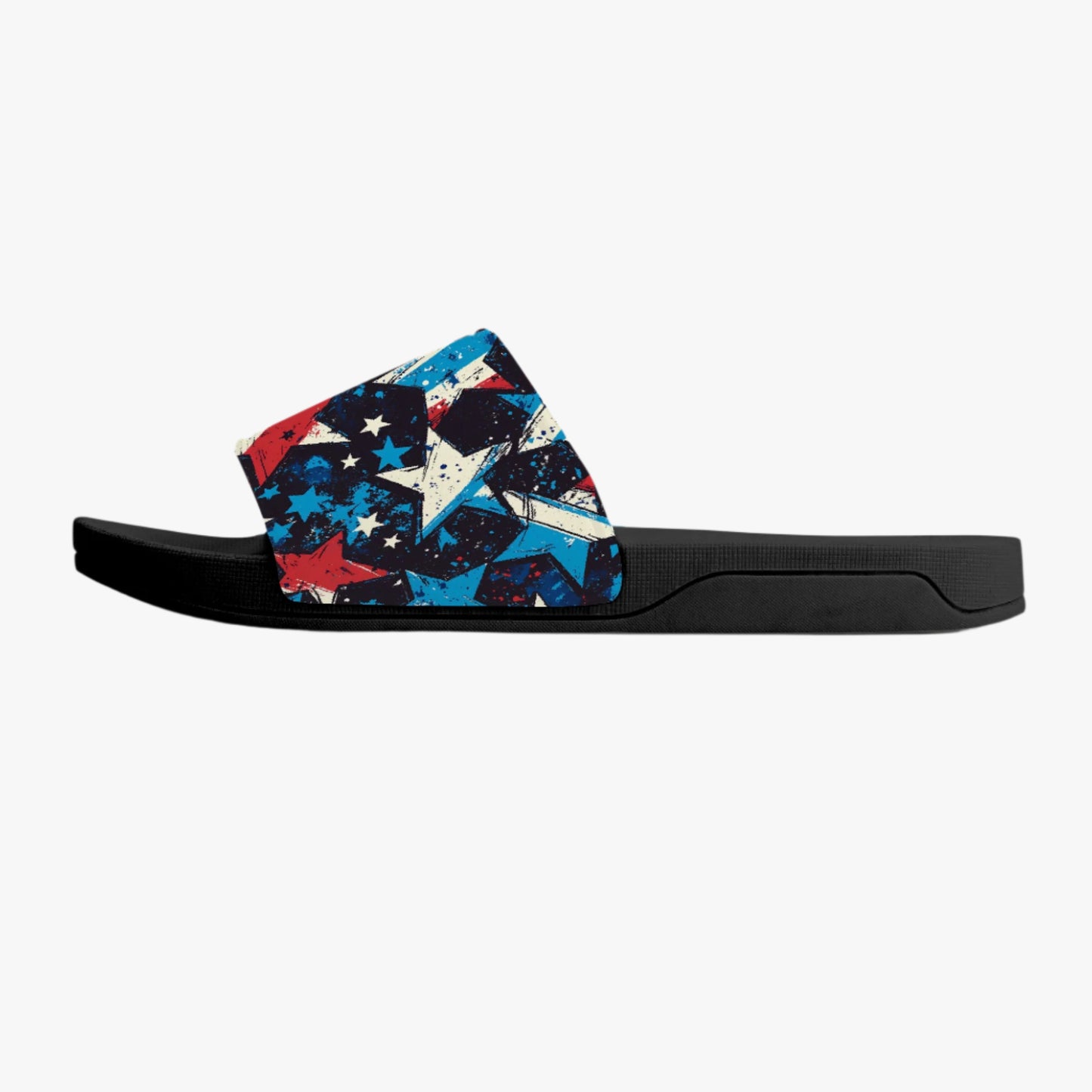 Patriotic Star Slides – Red, White & Blue Comfort Sandals - Kim’s Signature Beauty & Accessories    