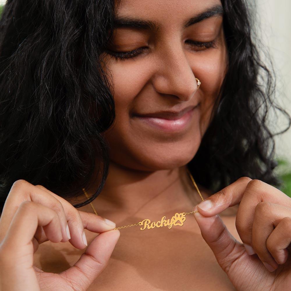 Pawprints of Love: Personalized Pet Name Necklace with Paw Print - Kim’s Signature Beauty & Accessories    