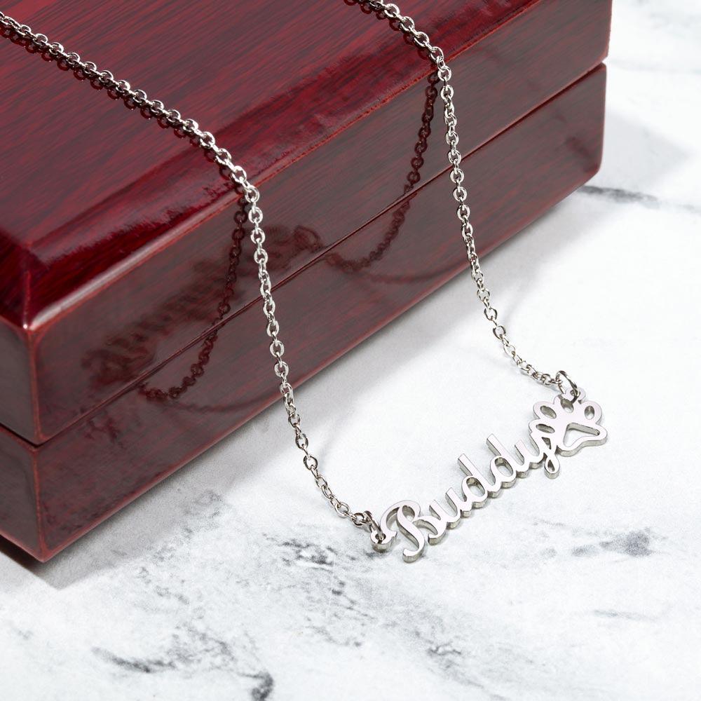 Pawprints of Love: Personalized Pet Name Necklace with Paw Print - Kim’s Signature Beauty & Accessories    