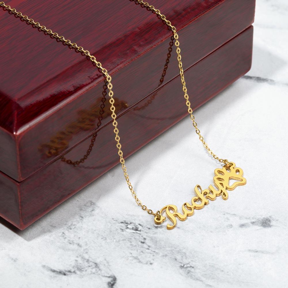 Pawprints of Love: Personalized Pet Name Necklace with Paw Print - Kim’s Signature Beauty & Accessories    