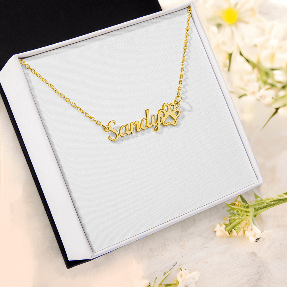 Pawprints of Love: Personalized Pet Name Necklace with Paw Print - Kim’s Signature Beauty & Accessories    