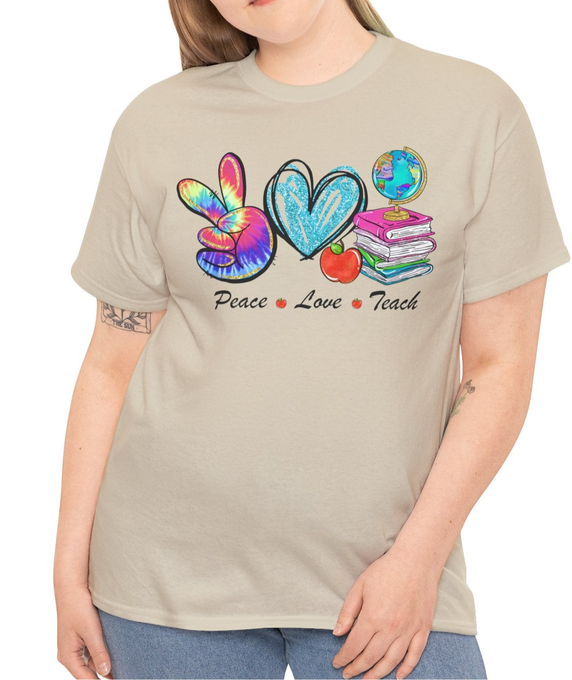Peace, Love, Teach | Cotton Tee - Kim’s Signature Beauty & Accessories    