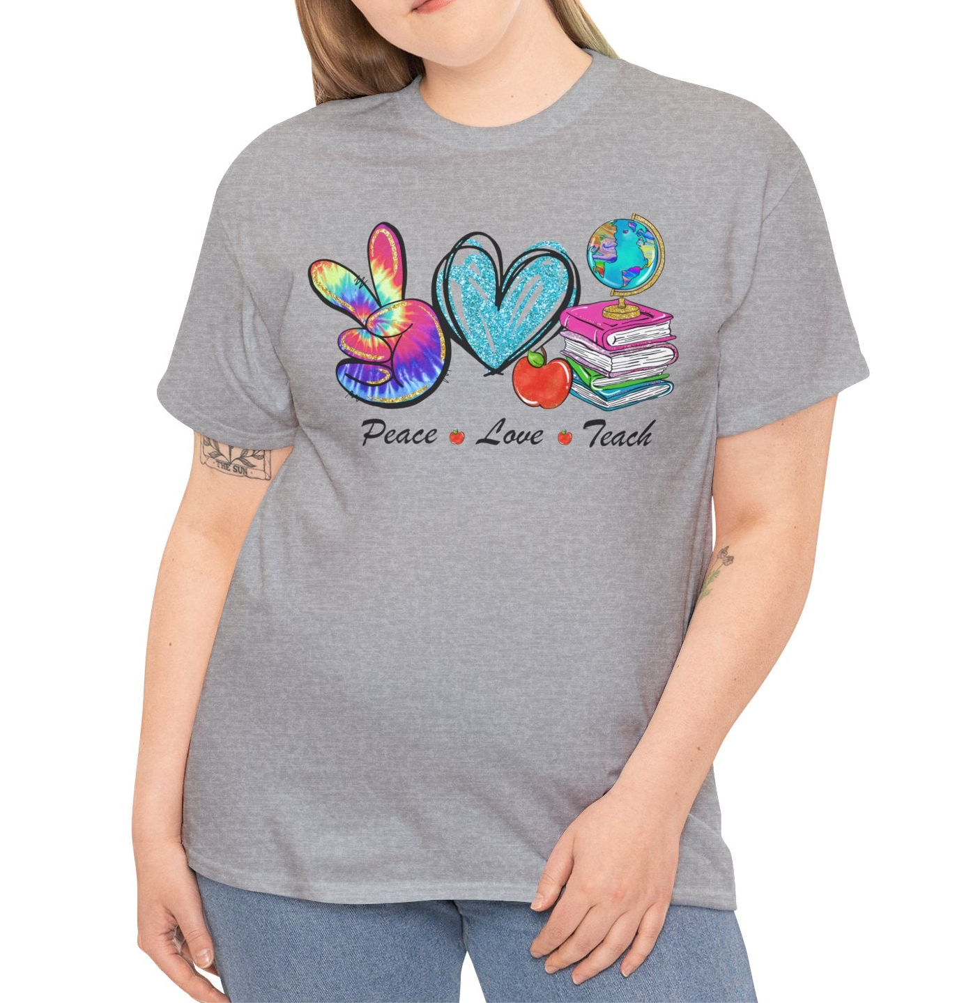 Peace, Love, Teach | Cotton Tee - Kim’s Signature Beauty & Accessories    