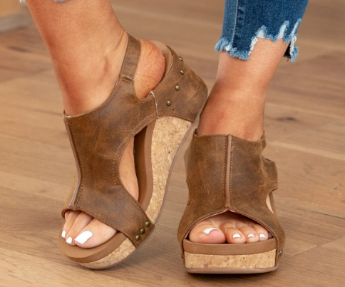 Peep Toe Wedge Sandals - Kim’s Signature Beauty & Accessories    