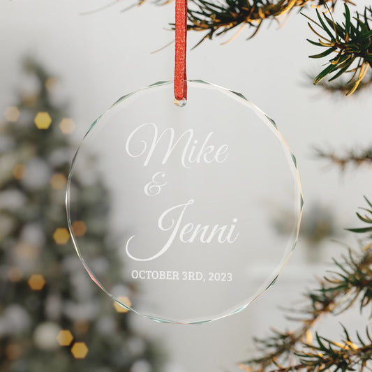 Personalized Crystal Glass Ornament — Heart or Round - Kim’s Signature Beauty & Accessories    