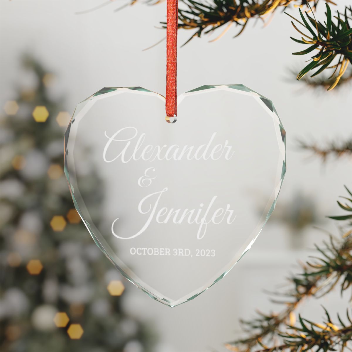 Personalized Crystal Glass Ornament — Heart or Round - Kim’s Signature Beauty & Accessories    