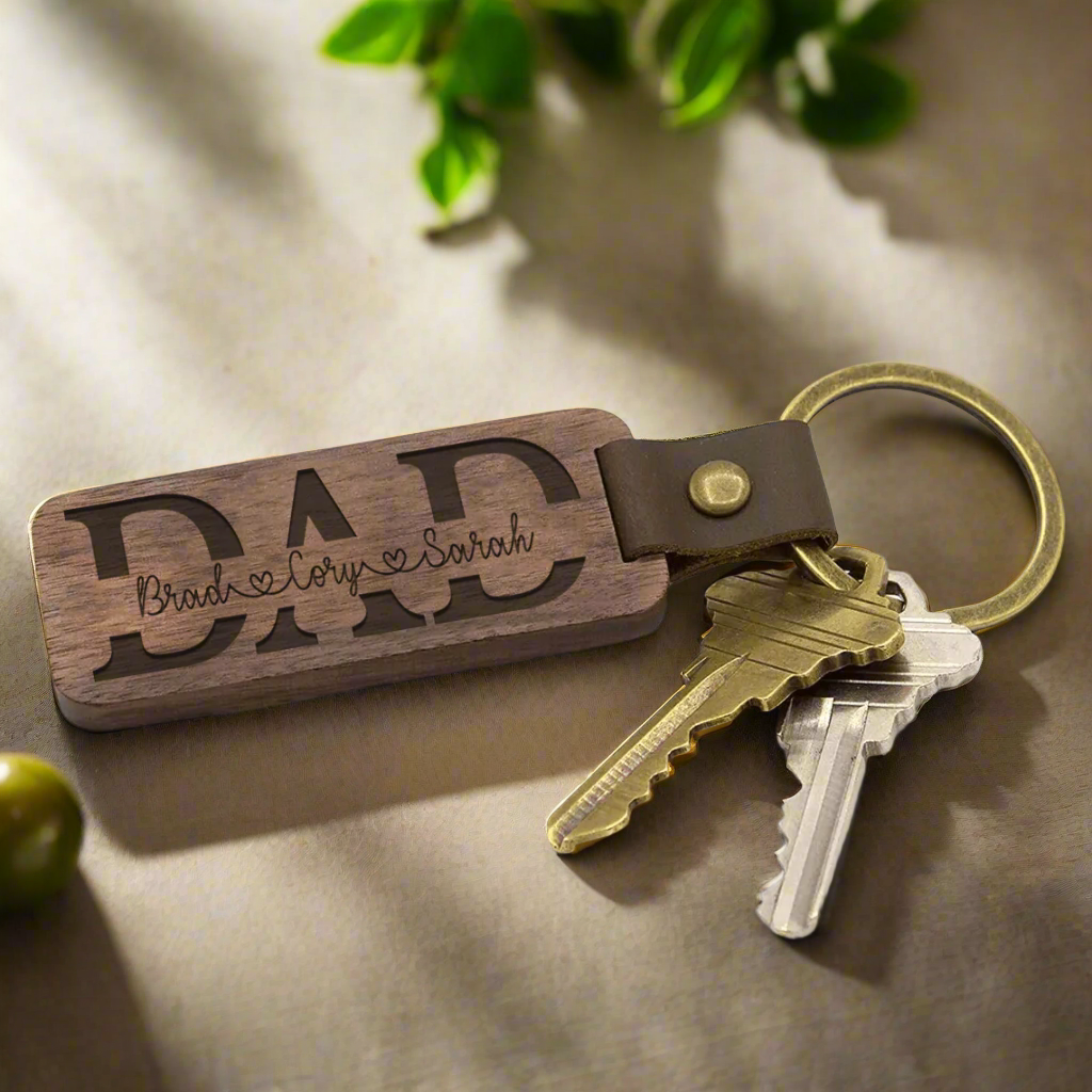 Personalized Dad Wooden Keychain – Custom Engraved Gift - Kim’s Signature Beauty & Accessories    