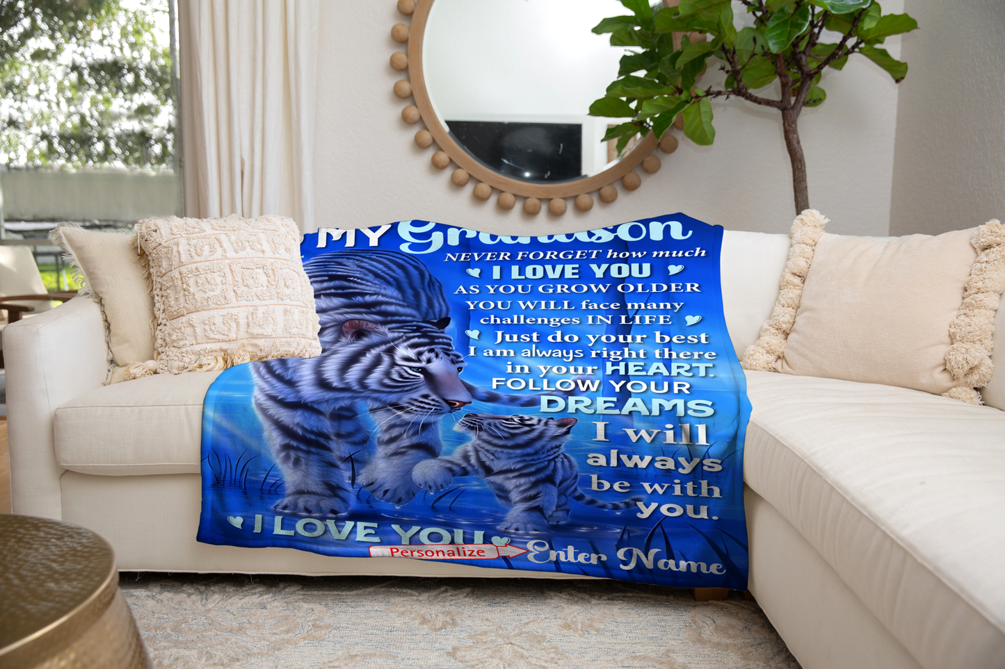 Personalized Grandson Plush Fleece Blanket - Kim’s Signature Beauty & Accessories    