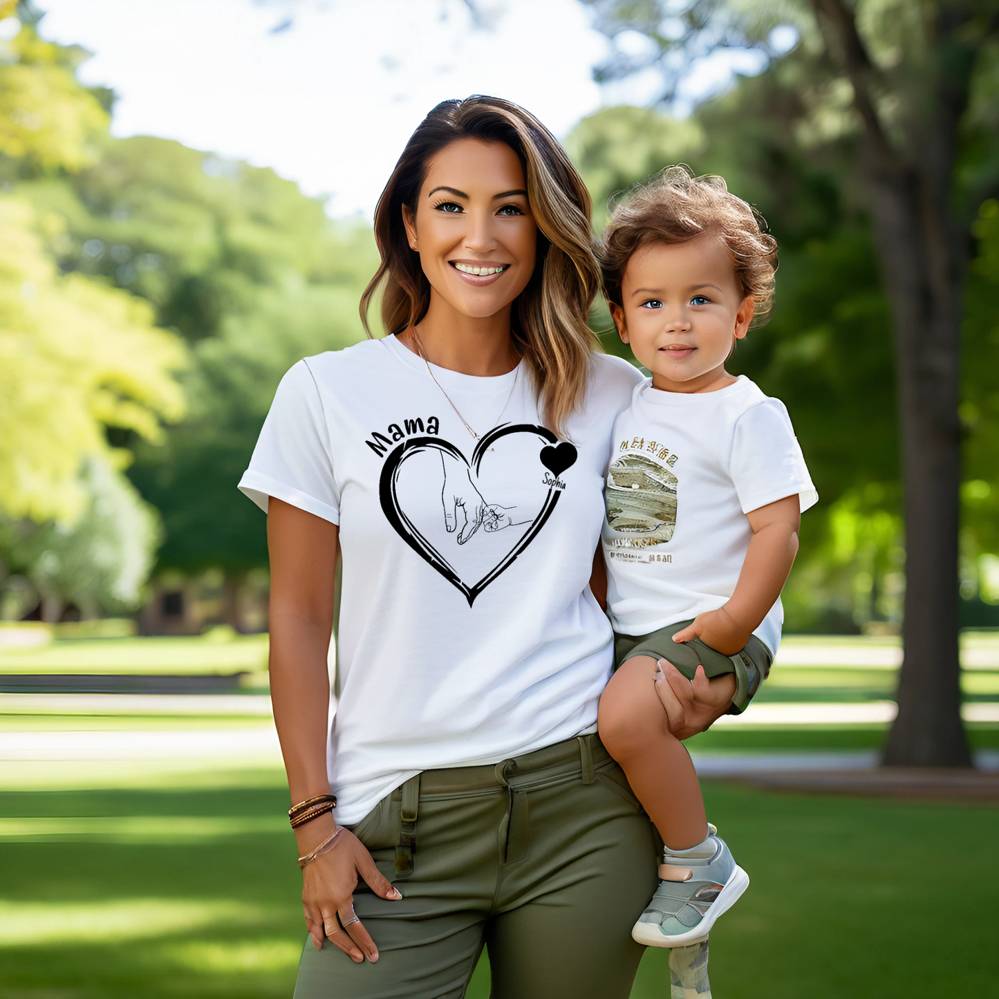 Personalized Mama-Child Heart Tee - Kim’s Signature Beauty & Accessories    