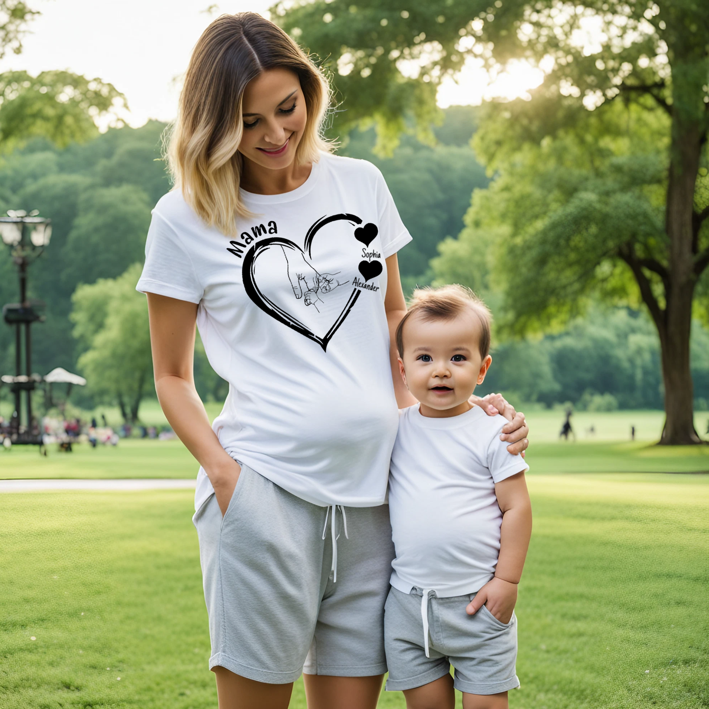 Personalized Mama-Child Heart Tee - Kim’s Signature Beauty & Accessories    