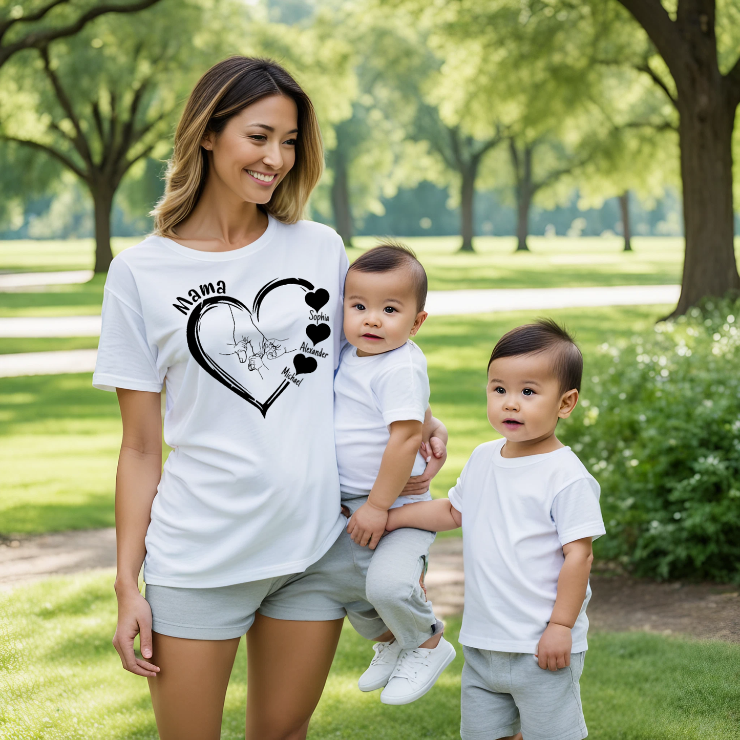 Personalized Mama-Child Heart Tee - Kim’s Signature Beauty & Accessories    
