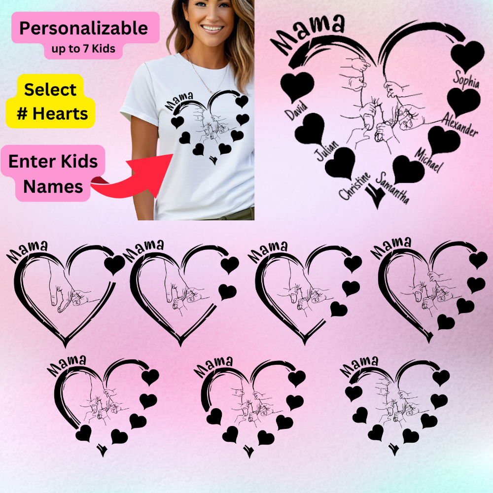 Personalized Mama-Child Heart Tee - Kim’s Signature Beauty & Accessories    