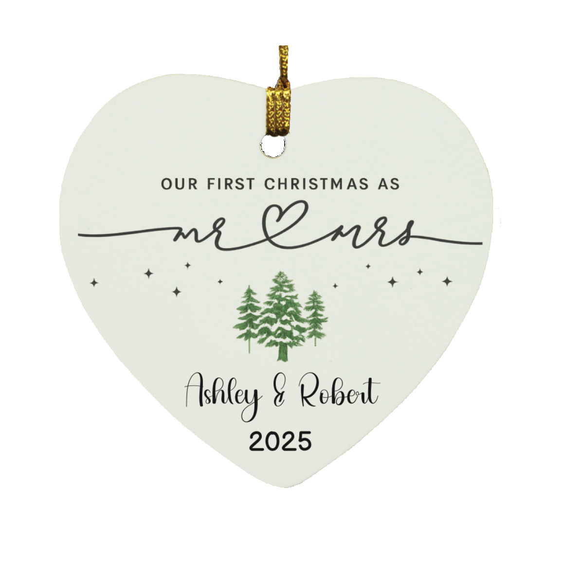 Personalized “Our First Christmas As Mr & Mrs” Heart Ornament - Kim’s Signature Beauty & Accessories    
