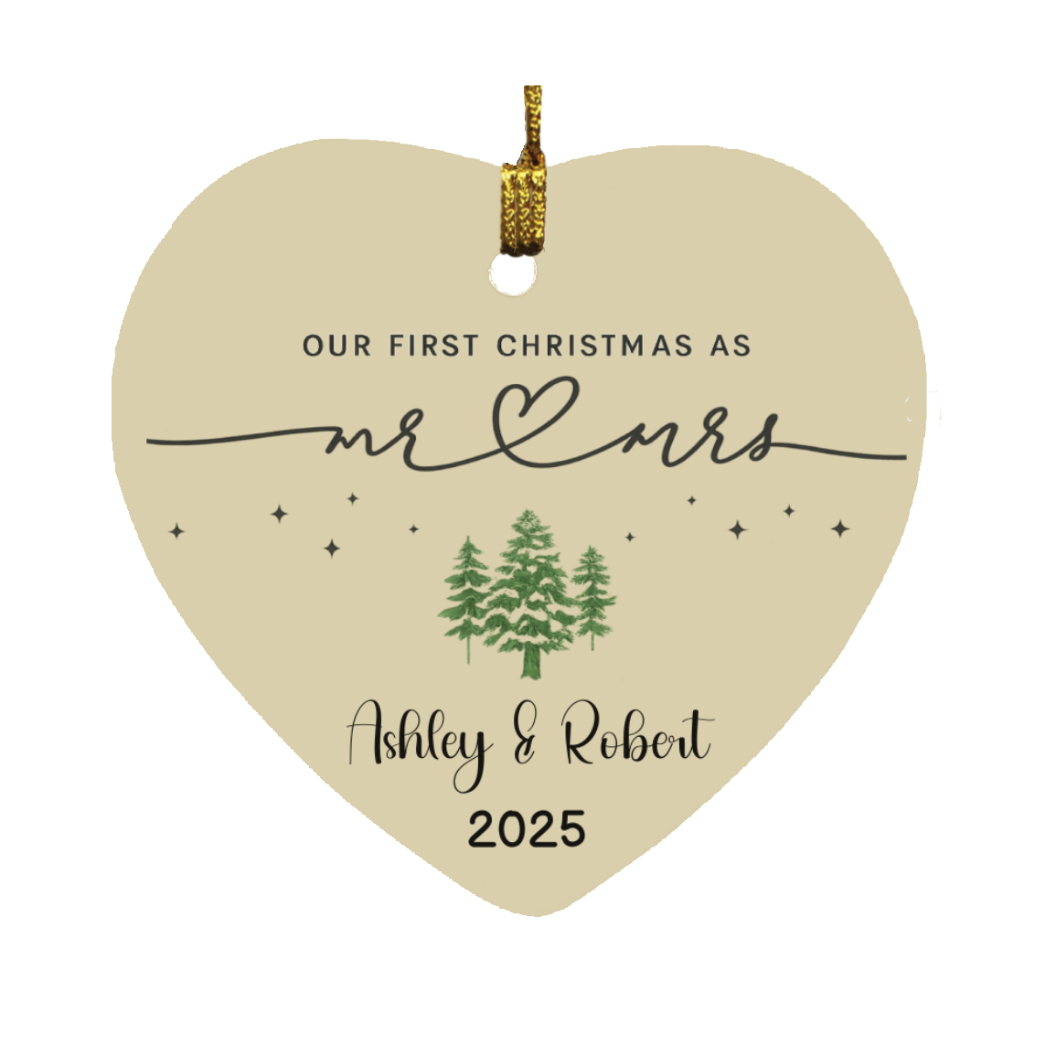 Personalized “Our First Christmas As Mr & Mrs” Heart Ornament - Kim’s Signature Beauty & Accessories    