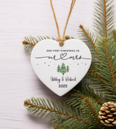 Personalized “Our First Christmas As Mr & Mrs” Heart Ornament - Kim’s Signature Beauty & Accessories    