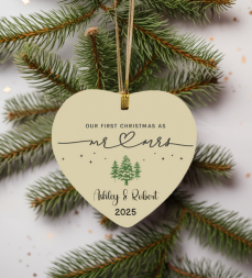 Personalized “Our First Christmas As Mr & Mrs” Heart Ornament - Kim’s Signature Beauty & Accessories    