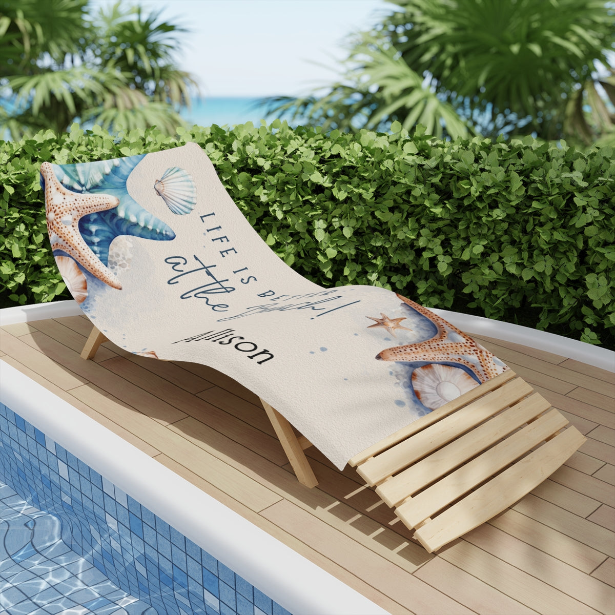 Personalized Starfish & Seashell Beach Towel - Kim’s Signature Beauty & Accessories    