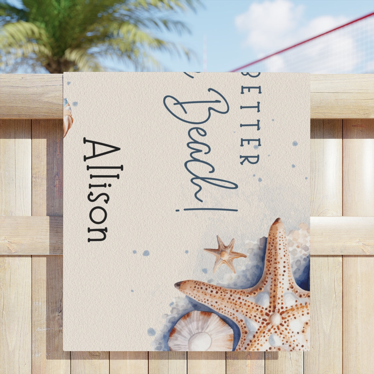 Personalized Starfish & Seashell Beach Towel - Kim’s Signature Beauty & Accessories    