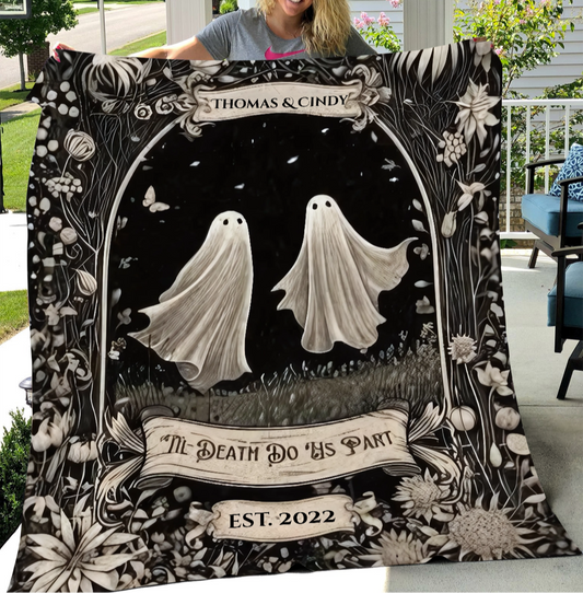 Personalized “Til Death Do Us Part” Ghost Couple Fleece Blanket - Kim’s Signature Beauty & Accessories    