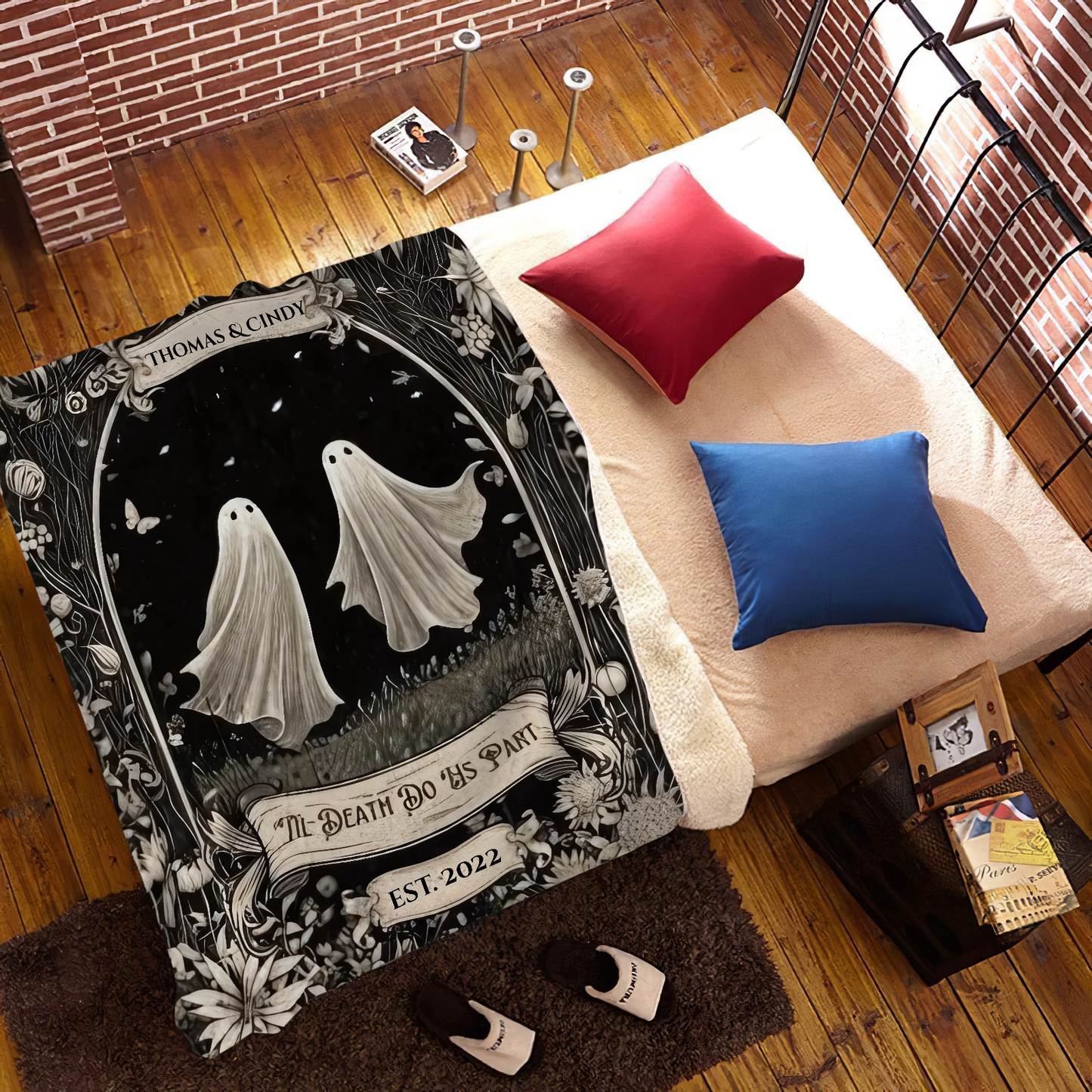 Personalized “Til Death Do Us Part” Ghost Couple Fleece Blanket - Kim’s Signature Beauty & Accessories    