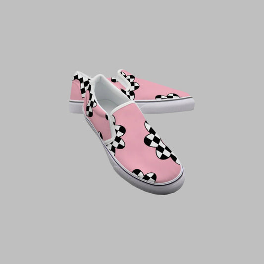 Pink Checkered Flower Slip-On Canvas Shoes - Kim’s Signature Beauty & Accessories    