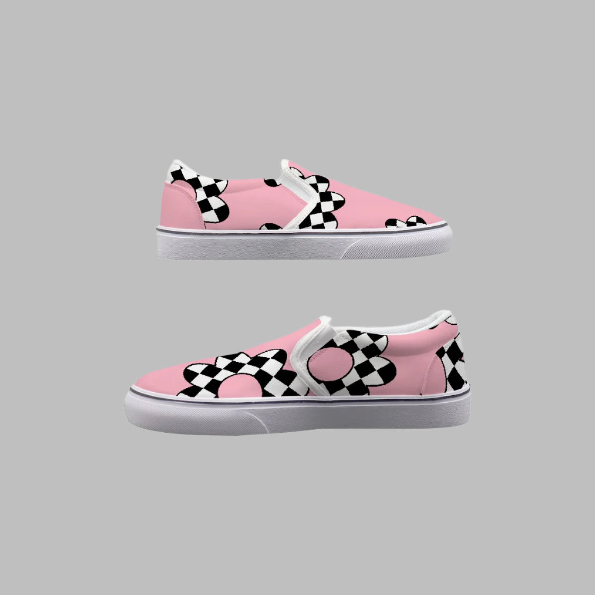 Pink Checkered Flower Slip-On Canvas Shoes - Kim’s Signature Beauty & Accessories    