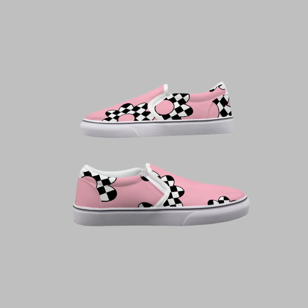 Pink Checkered Flower Slip-On Canvas Shoes - Kim’s Signature Beauty & Accessories    