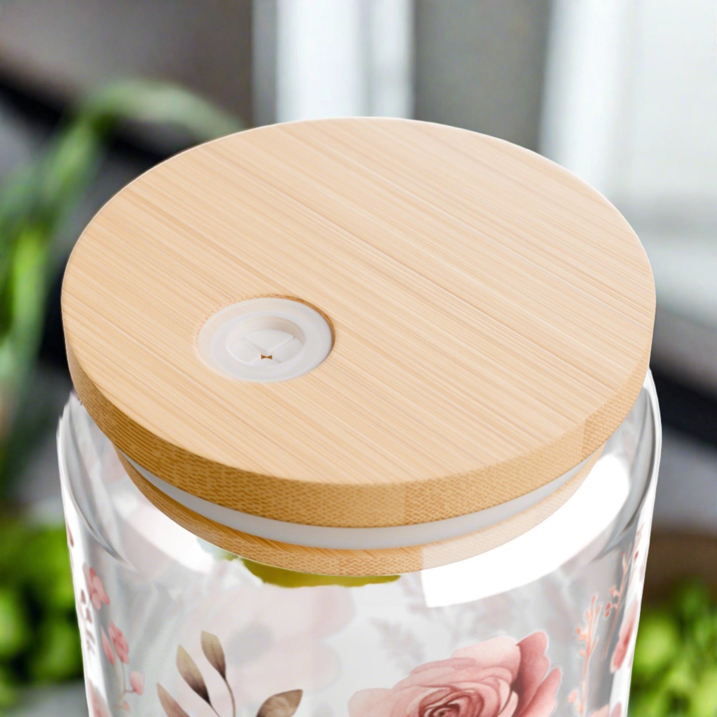 Pink Floral Paradise Sipper Glass, 16oz - Kim’s Signature Beauty & Accessories    