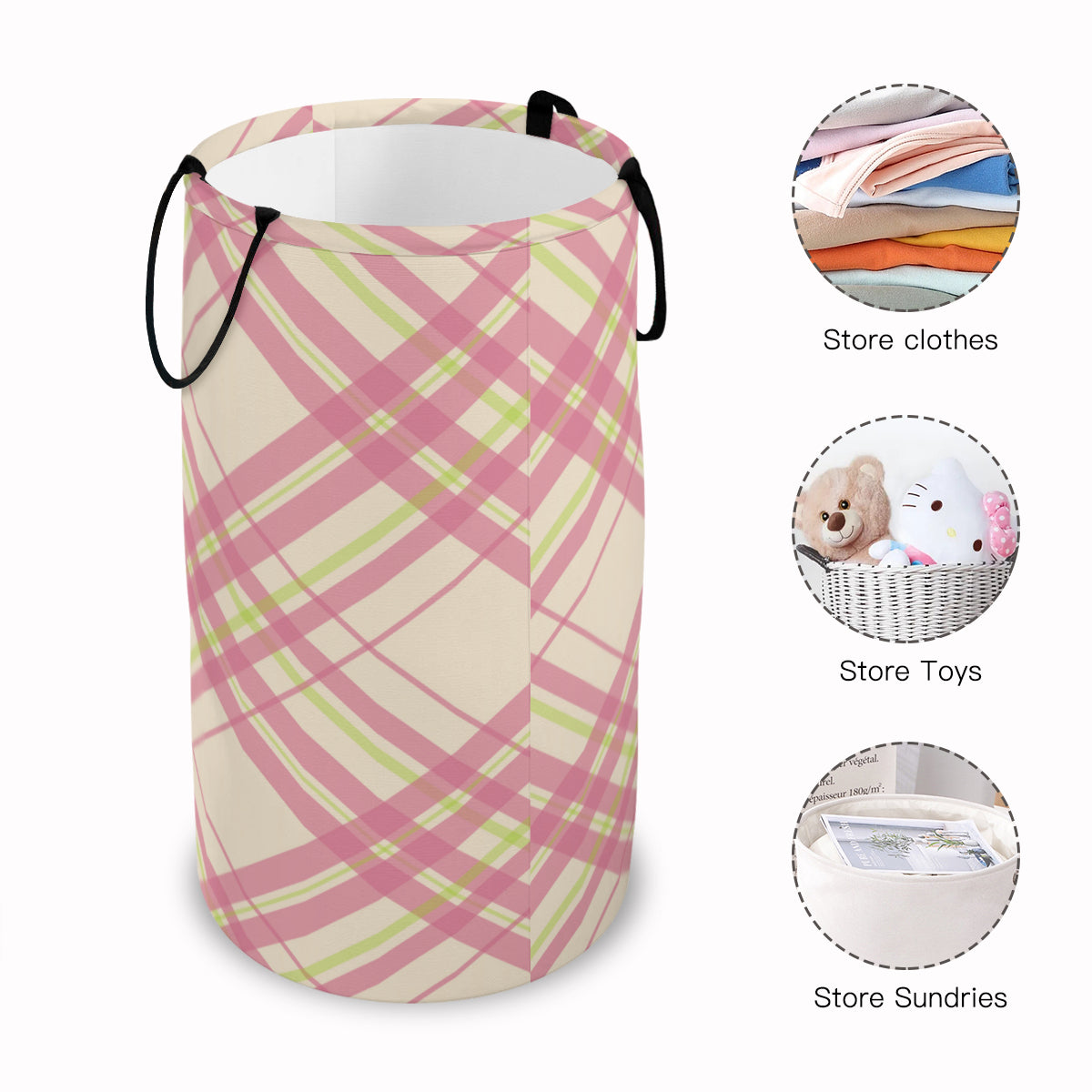 Pink & Green Fodlable Laundry Basket - Kim’s Signature Beauty & Accessories    