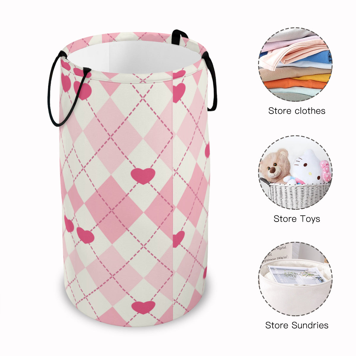Pink Heart Foldable Basket - Kim’s Signature Beauty & Accessories    