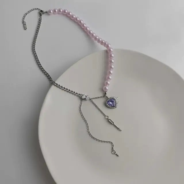 Pink Heart Pendant Necklace | Earrings - Kim’s Signature Beauty & Accessories    