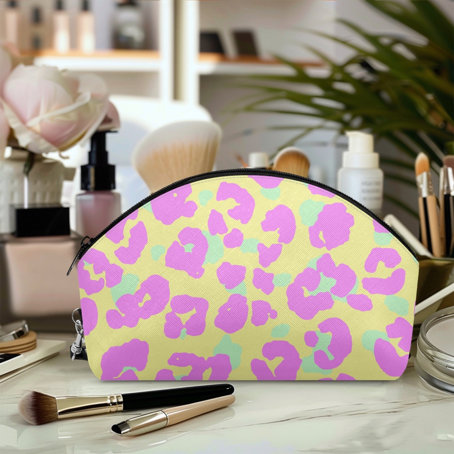 Pink Leopard Curve Makeup Bag - Kim’s Signature Beauty & Accessories    