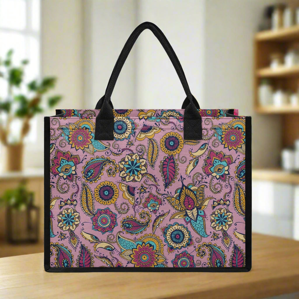 Pink Paisley Shopping Tote Bag - Kim’s Signature Beauty & Accessories    