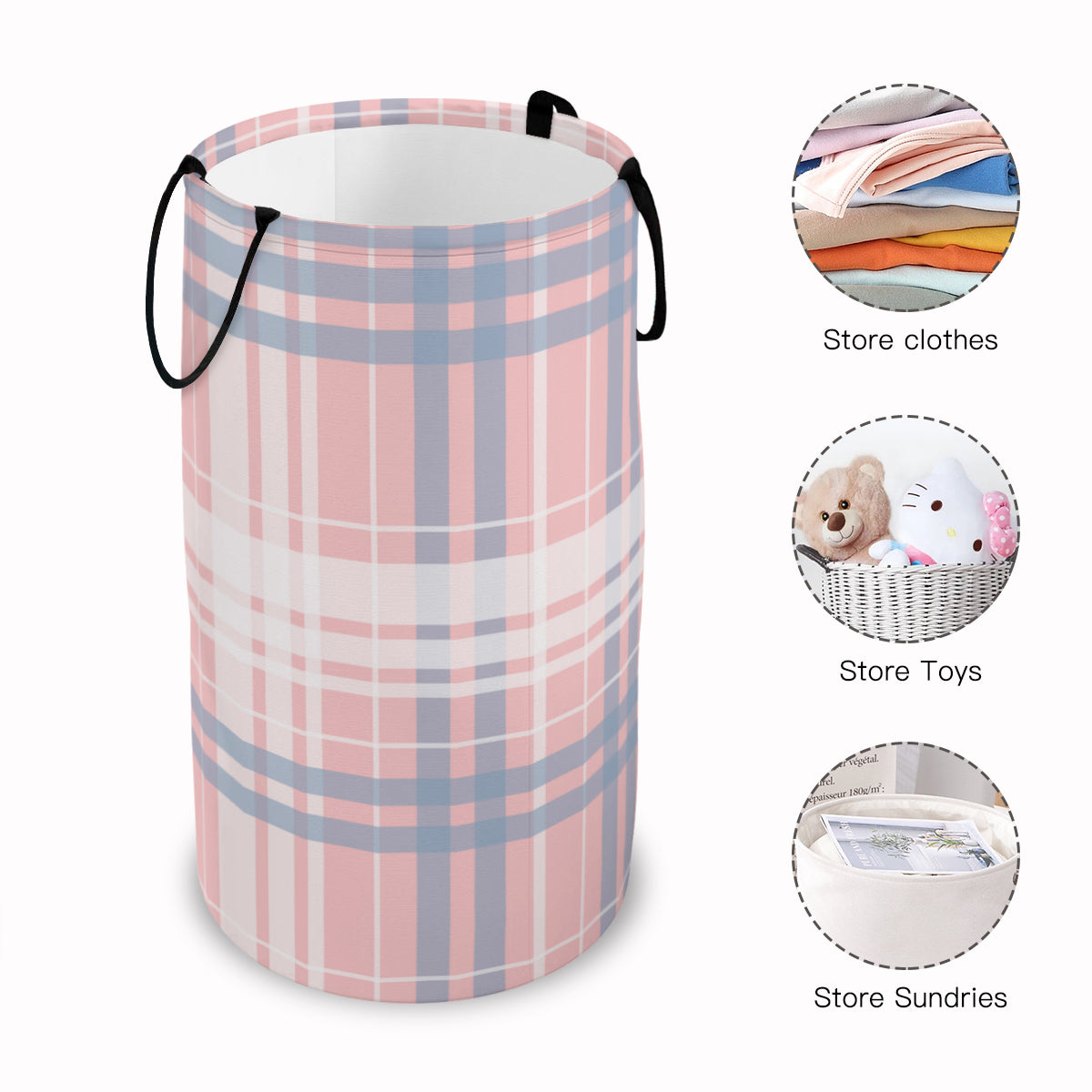 Pink Plaid Foldable Laundry Basket - Kim’s Signature Beauty & Accessories    