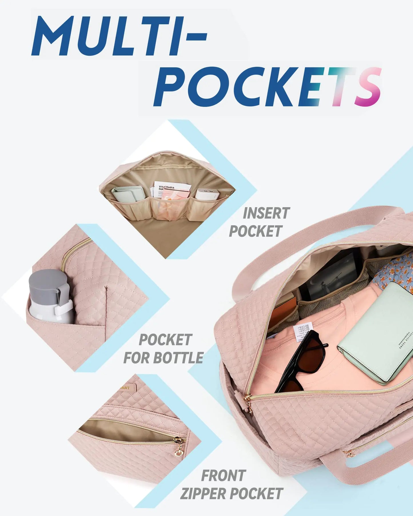 Pink Quilted Weekender Duffle Bag - Kim’s Signature Beauty & Accessories    