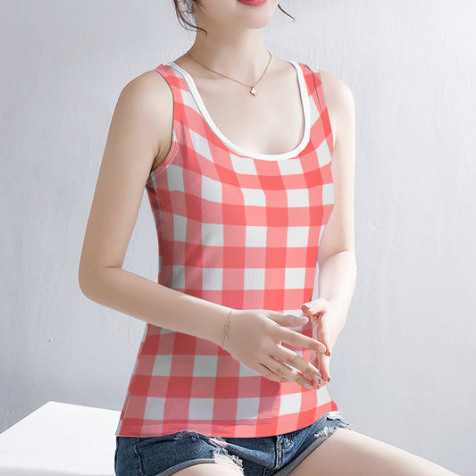 Pink & White Checkered Tank Top - Kim’s Signature Beauty & Accessories    