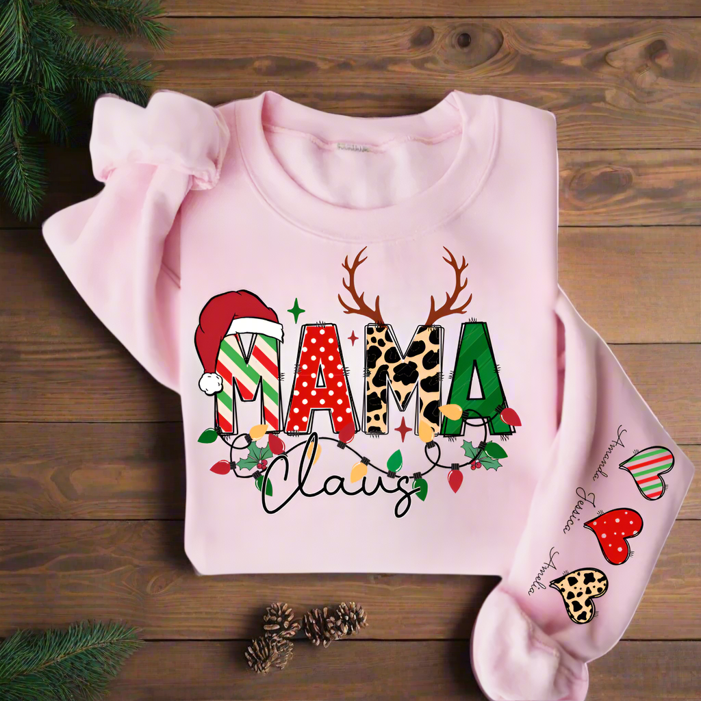 Mama Claus (Personalize Kids Names) Sweatshirt - Kim’s Signature Beauty & Accessories    