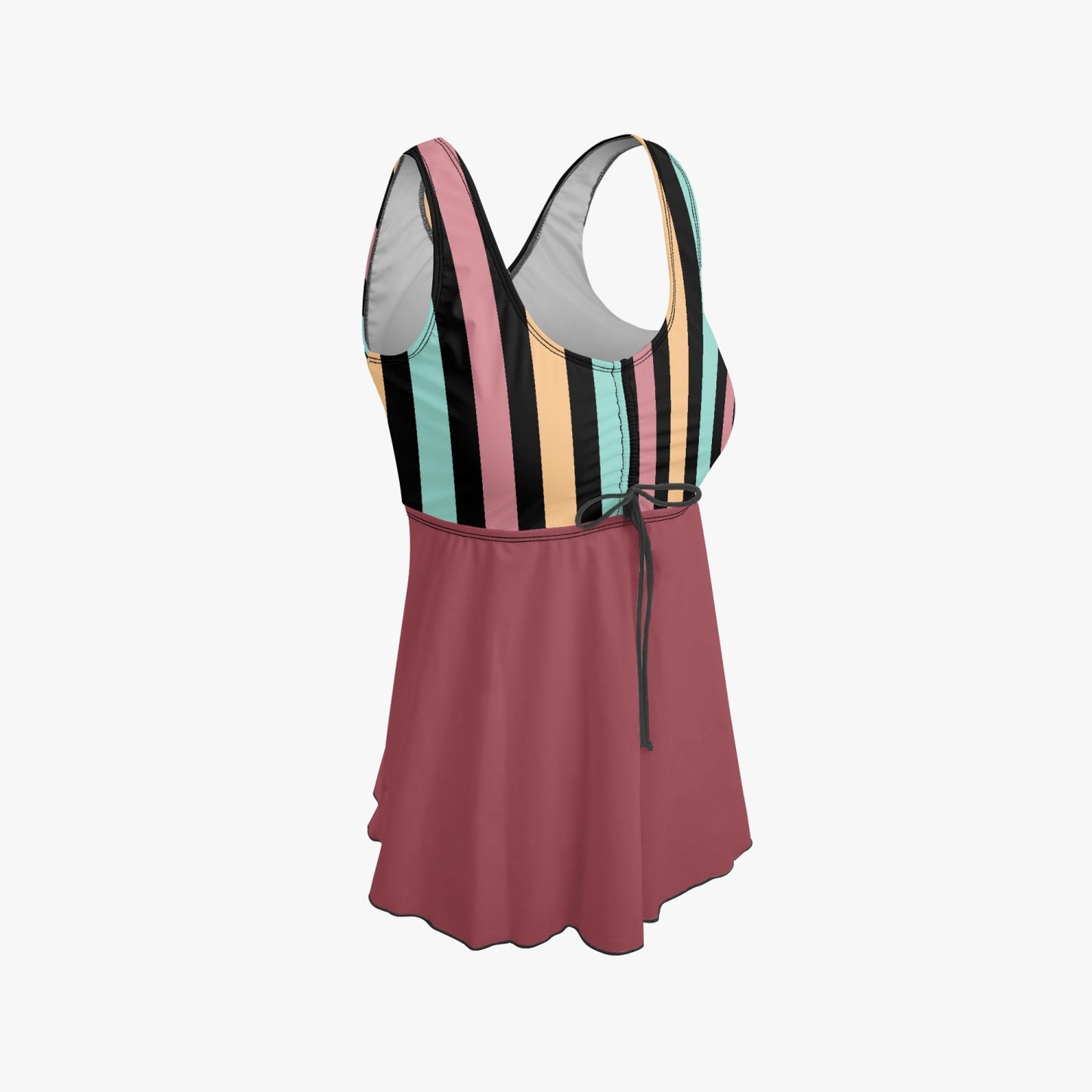 Pinstripe Harmony | Women's Two-Piece Swimsuit - Kim’s Signature Beauty & Accessories    