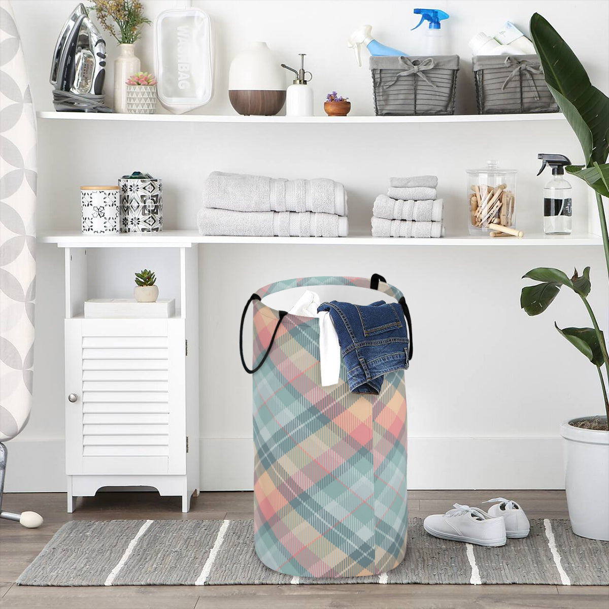 Plaid Fodlable Laundry Basket - Kim’s Signature Beauty & Accessories    