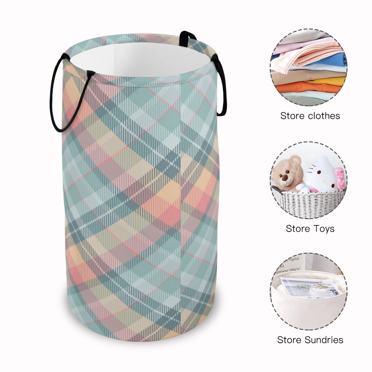Plaid Fodlable Laundry Basket - Kim’s Signature Beauty & Accessories    