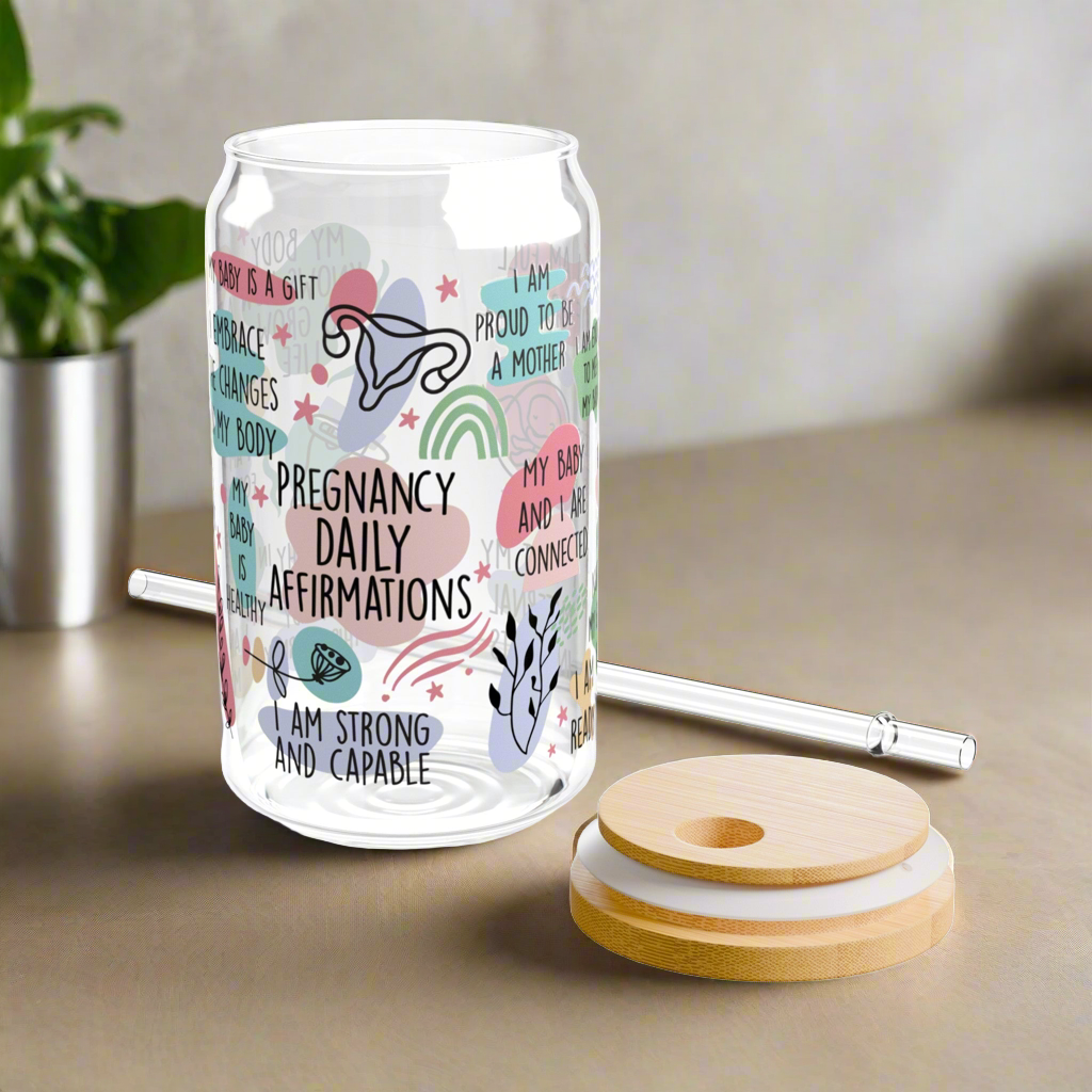 Pregancy Affirmations Sipper Glass, 16oz - Kim’s Signature Beauty & Accessories    