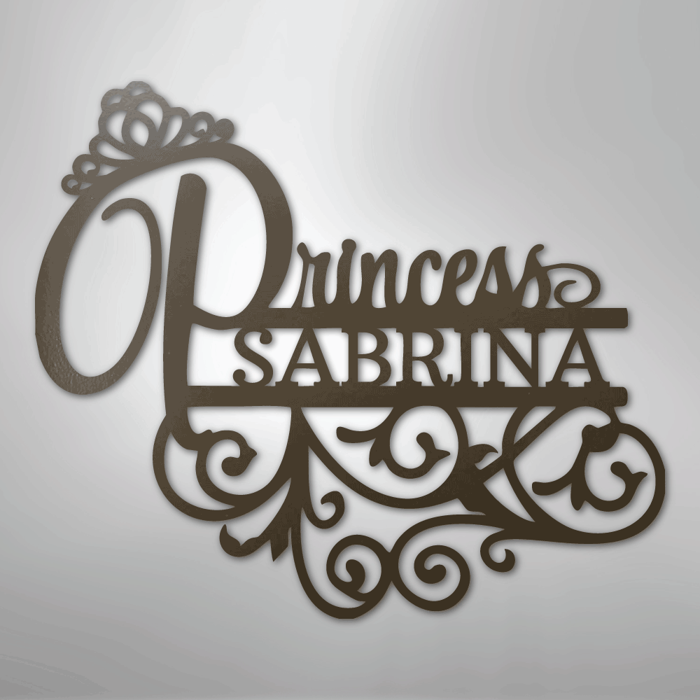 Princess Monogram - Steel Sign - Kim’s Signature Beauty & Accessories