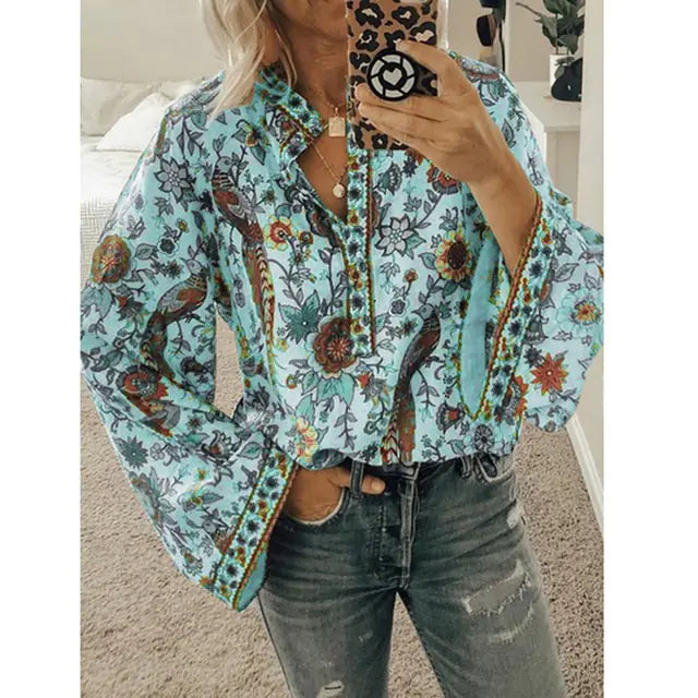 Printed Loose Blouse Tops - Kim’s Signature Beauty & Accessories    