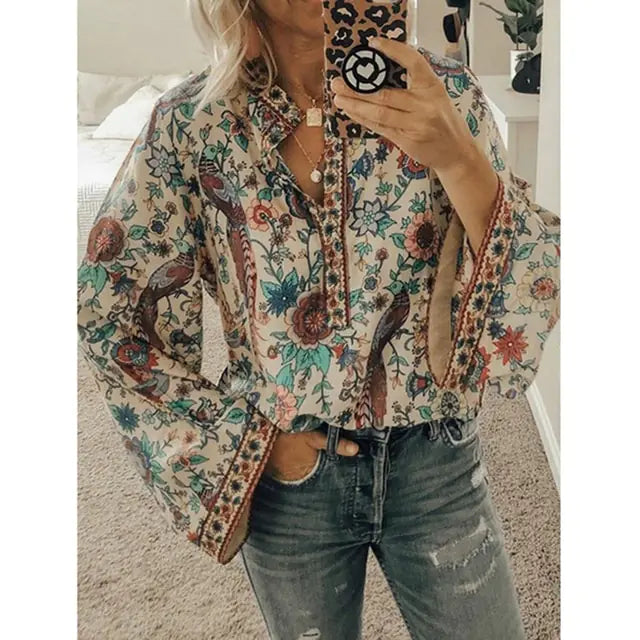 Printed Loose Blouse Tops - Kim’s Signature Beauty & Accessories    