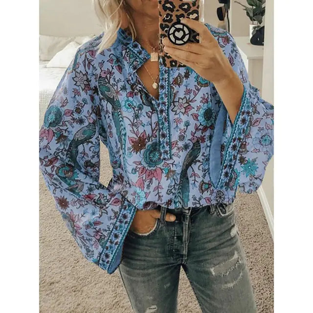 Printed Loose Blouse Tops - Kim’s Signature Beauty & Accessories    
