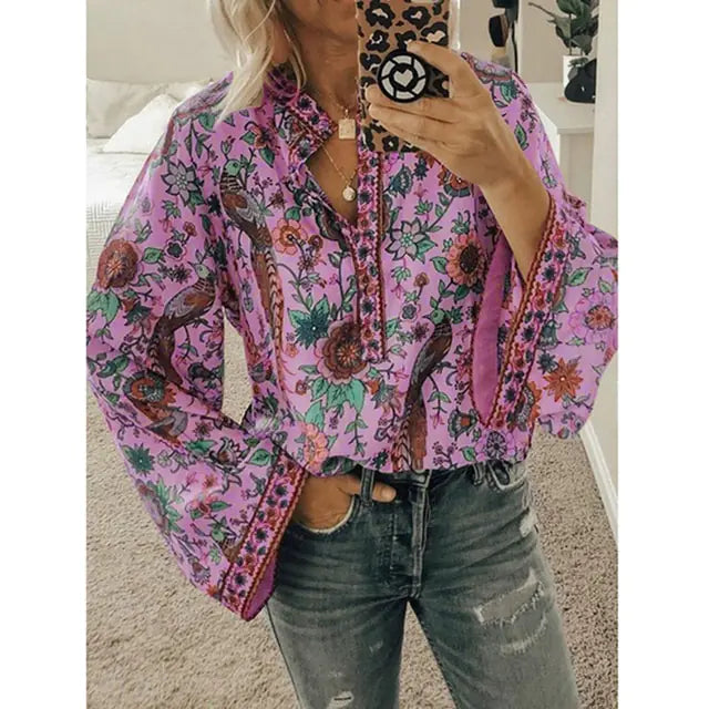 Printed Loose Blouse Tops - Kim’s Signature Beauty & Accessories    