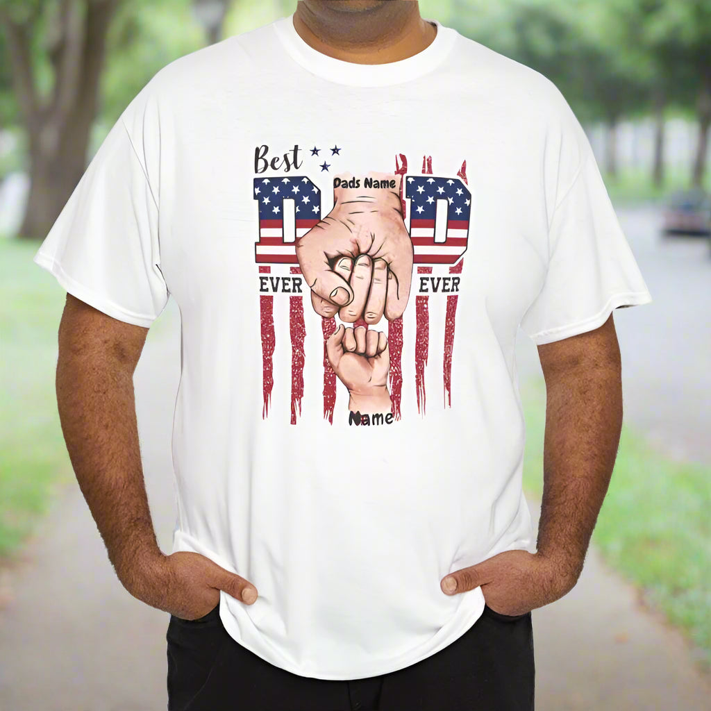 Proud Dad & Kids Fist Bump Tee (Personalize) - Kim’s Signature Beauty & Accessories    