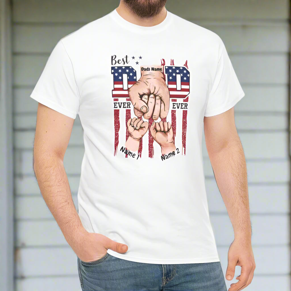 Proud Dad & Kids Fist Bump Tee (Personalize) - Kim’s Signature Beauty & Accessories    