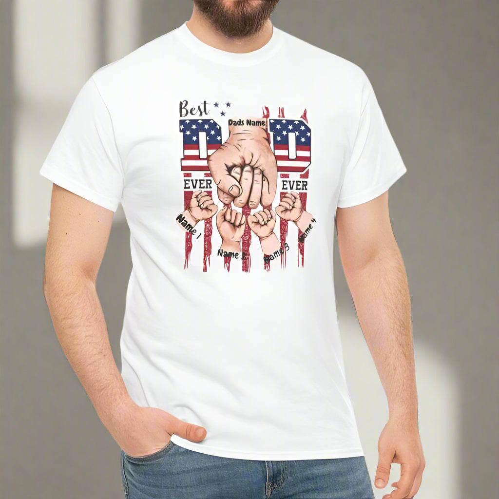 Proud Dad & Kids Fist Bump Tee (Personalize) - Kim’s Signature Beauty & Accessories    